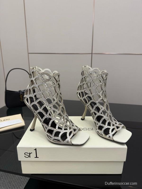 Sergio Rossi Mermaid Sandals 2025 SS Collection Elegant Fishnet High Heels - KFY00470