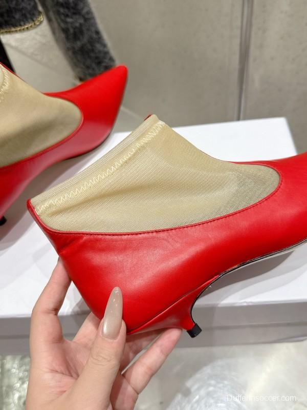 THEROW 2025SS French Retro Minimalist Style Mesh Kitten Heel Sandals - KFY00320