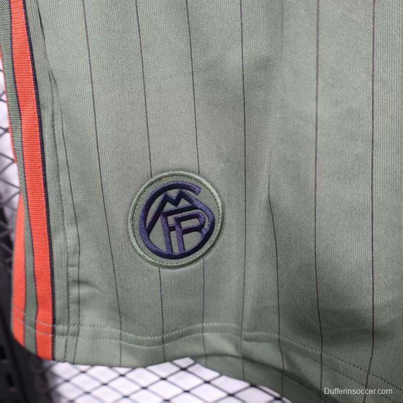 Player Version 25/26 Bayern Munich Olive Green with Orange Side Stripes Shorts