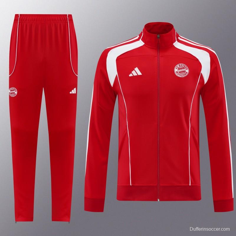 25/26 Bayern Munich Red Full Zipper Jacket+Long Pants