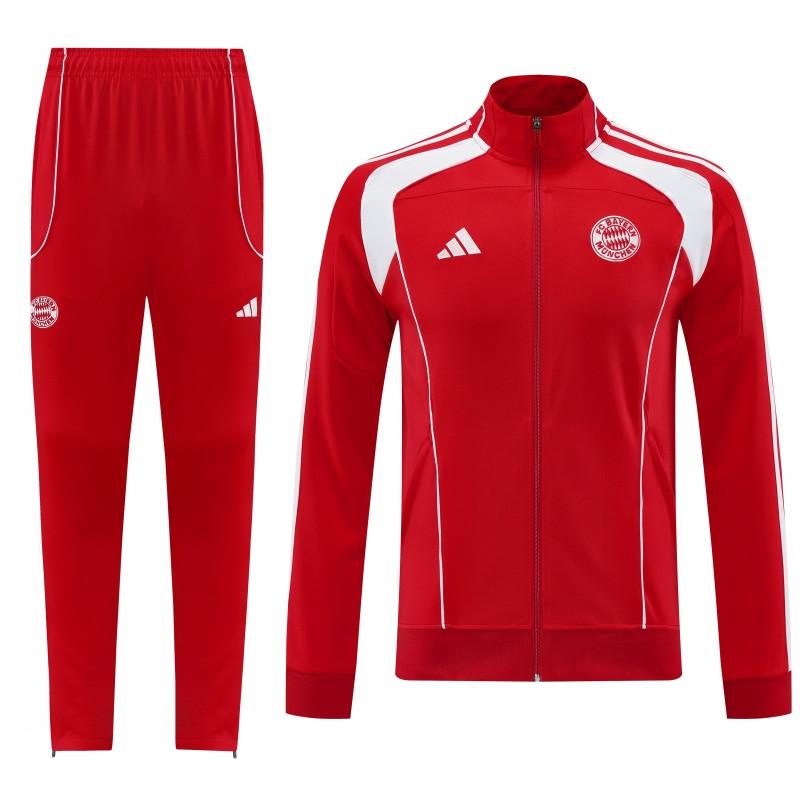 25/26 Bayern Munich Red Full Zipper Jacket+Long Pants