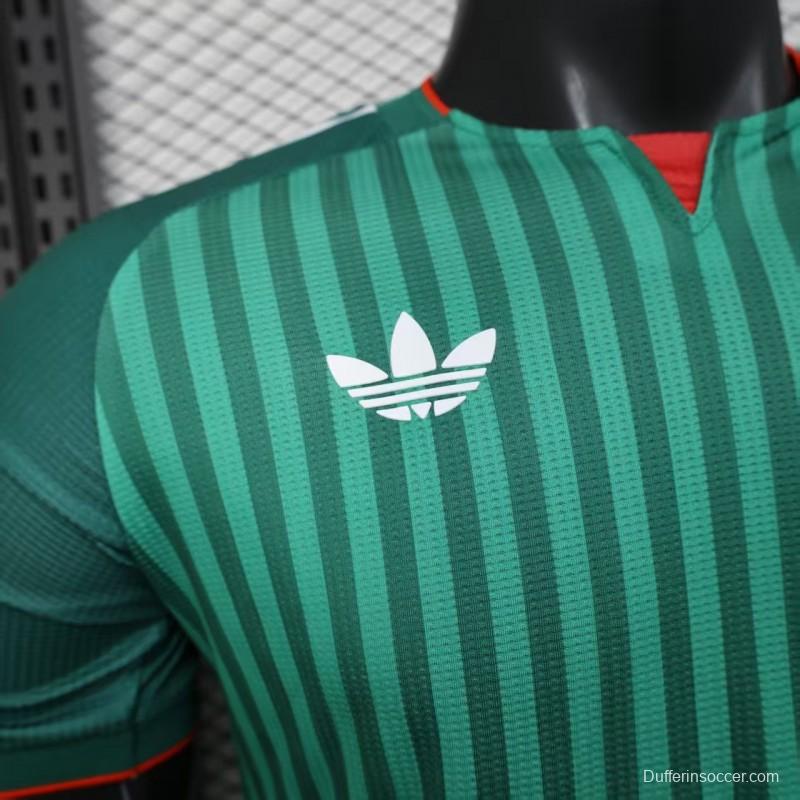 Player Version 2026 Algeria Home Green with Vertical Stripe Pattern Jersey