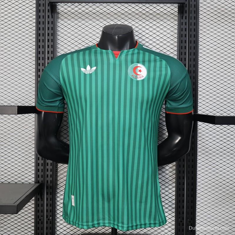 Player Version 2026 Algeria Home Green with Vertical Stripe Pattern Jersey