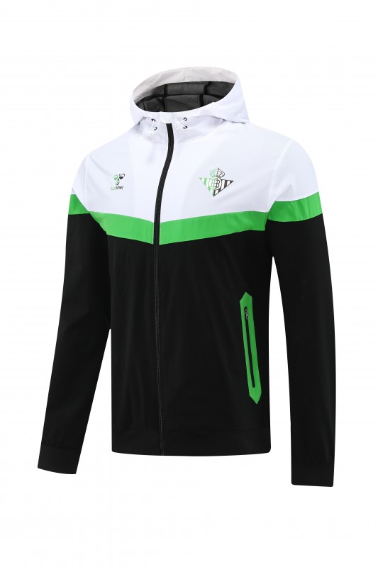 25/26 Real Betis White Black Green  Full zipper Jacket Tracksuit+ long pants