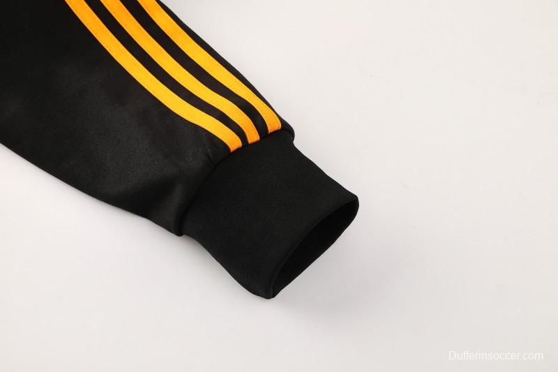 26/27 Roma Black Full Zipper Hooded Jacket Tracksuit + Long Pants