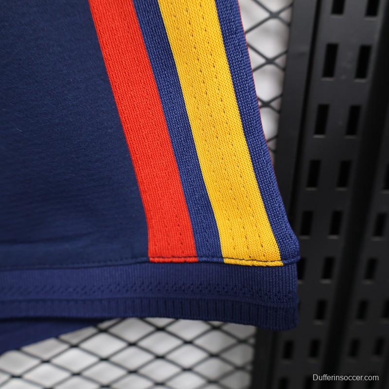 2026 Player Version Spain Navy Blue with Red Yellow Stripes Shorts