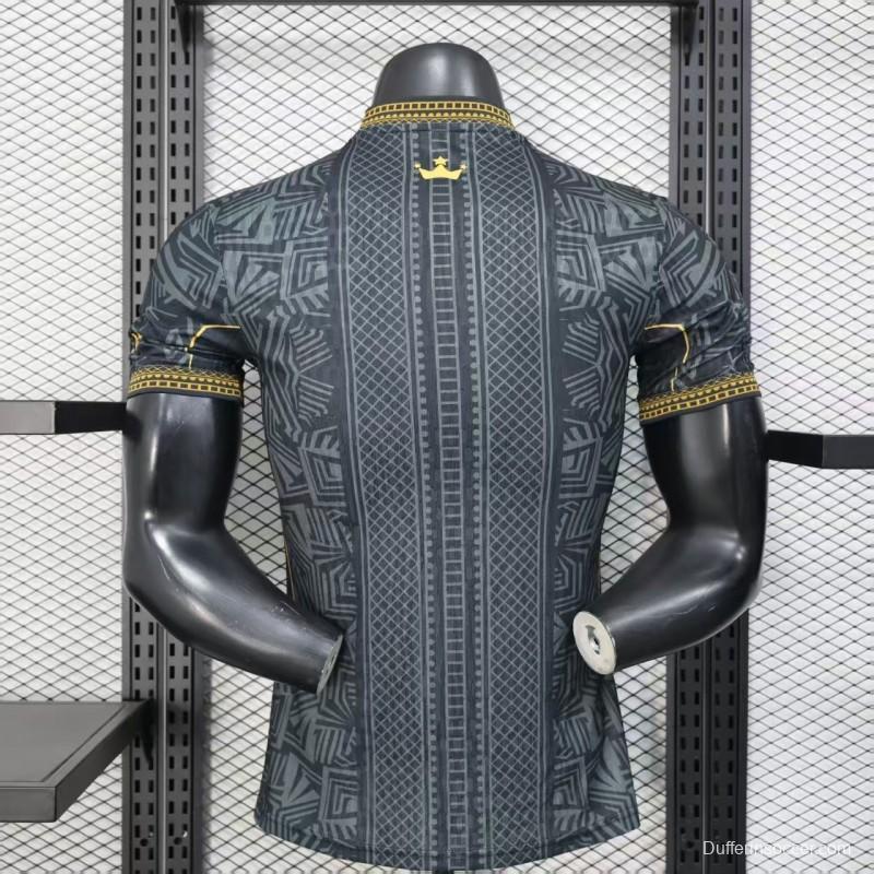2026 Player Version Brazil Black with Gold Geometric Tribal Pattern Jersey