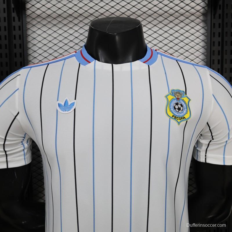 2026 Player Version DR Congo White with Black and Blue Pinstripes Jersey