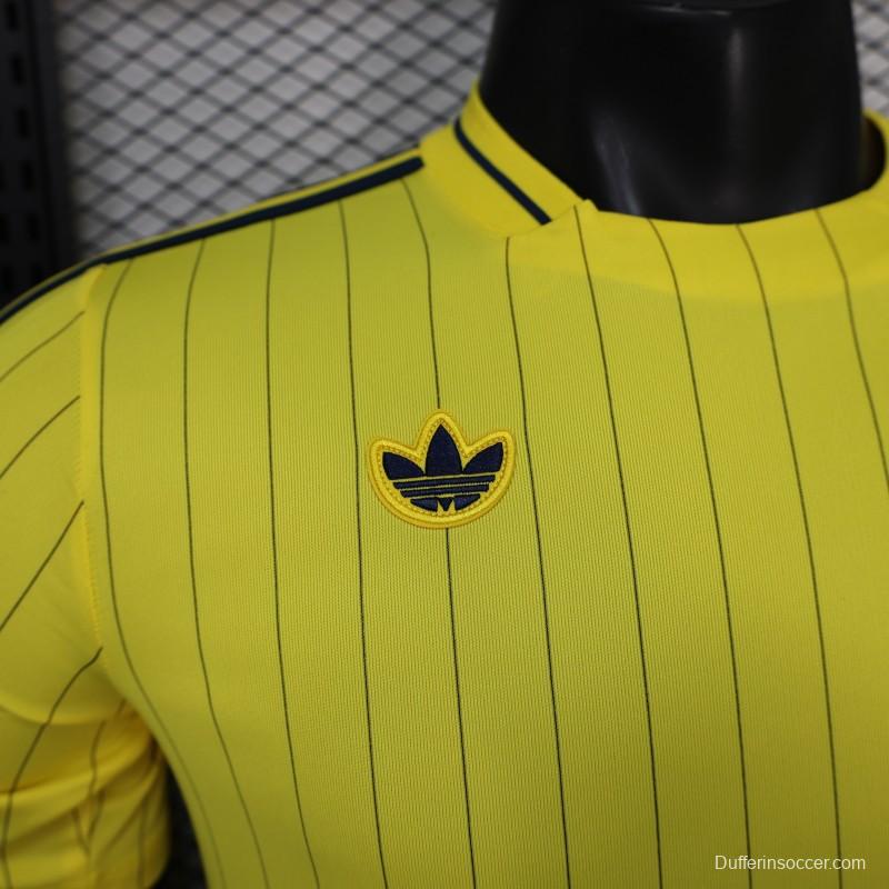 25/26 Player Version Al Nassr FC Yellow with Thin Black Pinstripes Jersey
