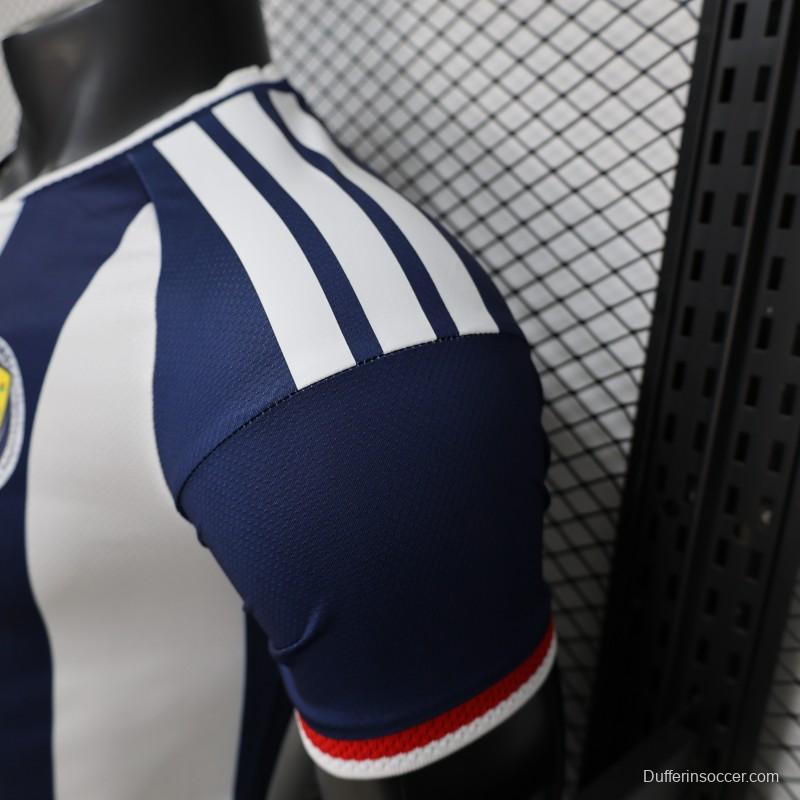 Player Version 2027 Scotland Away White/Navy Vertical Stripes Jersey