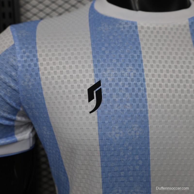 Player Version 2027 Argentina Home White & Light Blue Stripe Maradona Tribute Jersey