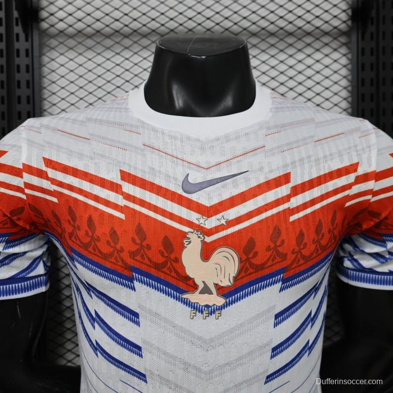 Player Version 2026 France Away White with Red & Blue Chevron Stripe Special Edition Jersey