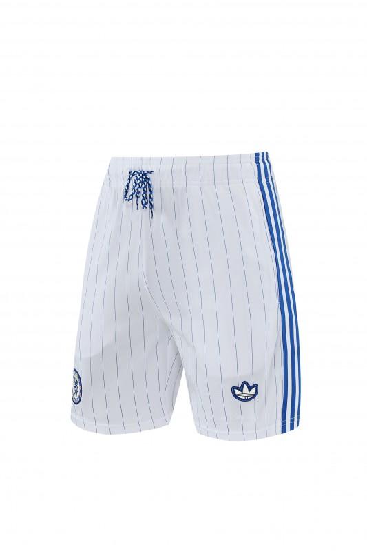 26/27 Chelsea FC  Blue  Stripes Short Sleeve+ White Soccer Shorts