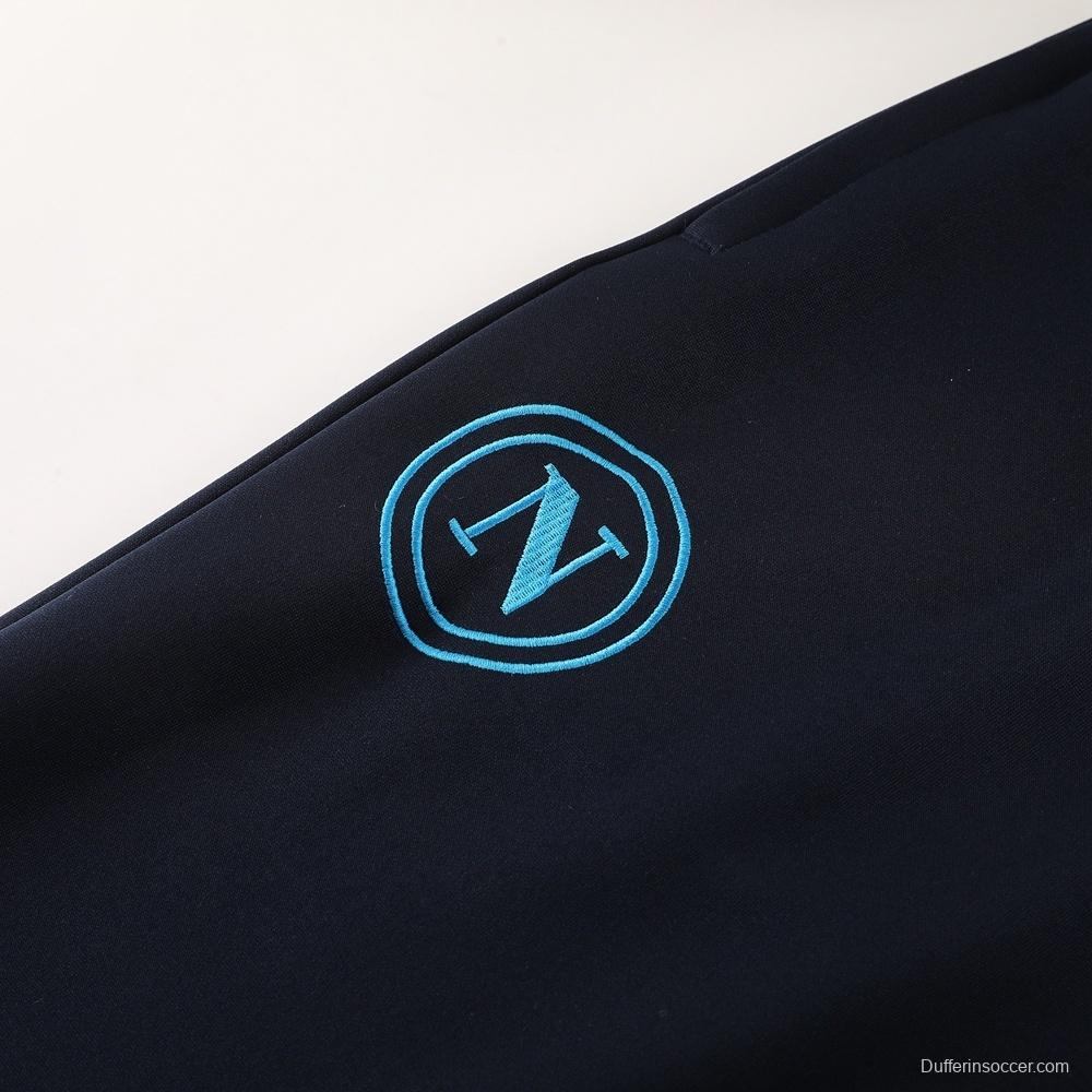 26/27 Napoli Navy Blue  Full Zipper Jacket Tracksuit + Long Pants