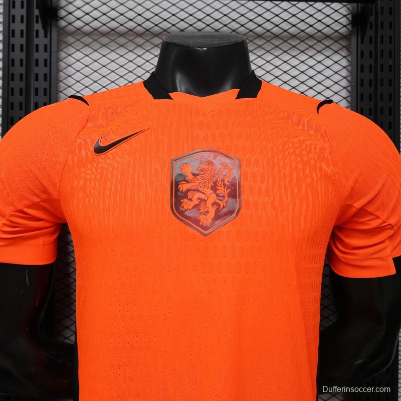 Player Version 2026 Netherlands Orange with Black Side Panel Home Jersey