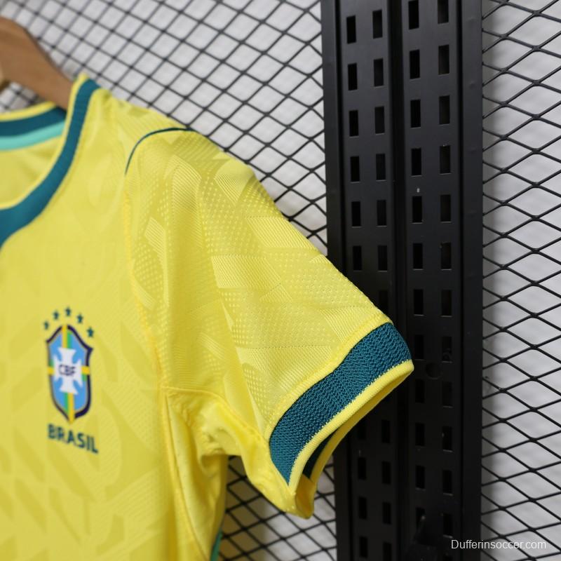 Player Version Women 2026  Brazil Yellow with Green Home Jersey