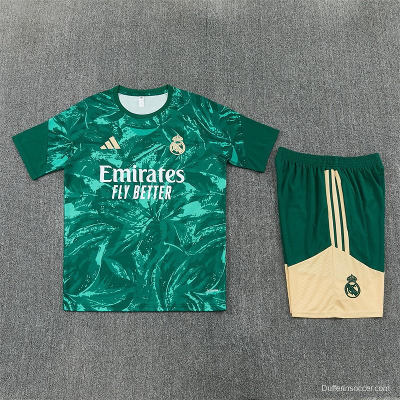 2026 Real Madrid Green Camouflage  Short Sleeve+Soccer Shorts