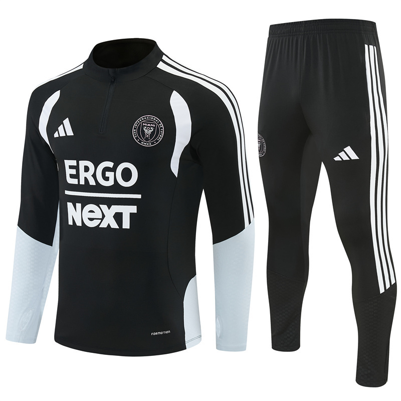 2026 Inter Miami CF Black & White Half Zipper Jacket Tracksuit + Long Pants
