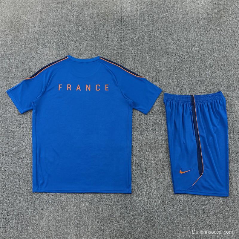 2026 France Blue & Orange Short Sleeve+Soccer Shorts
