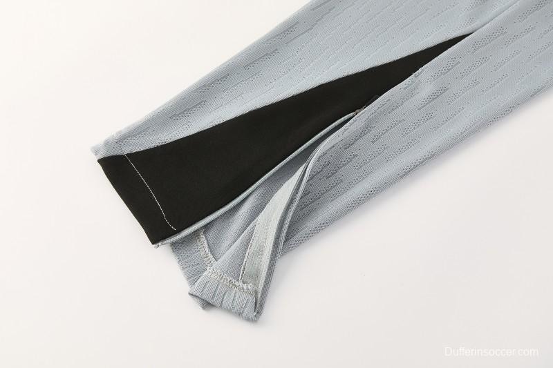 2026/27 Paris Saint-Germain White  Half Zipper Jacket Tracksuit + Light Grey Long Pants