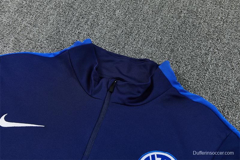 2026 Inter Milan Dark Navy Blue Half Zipper Jacket Tracksuit + Long Pants