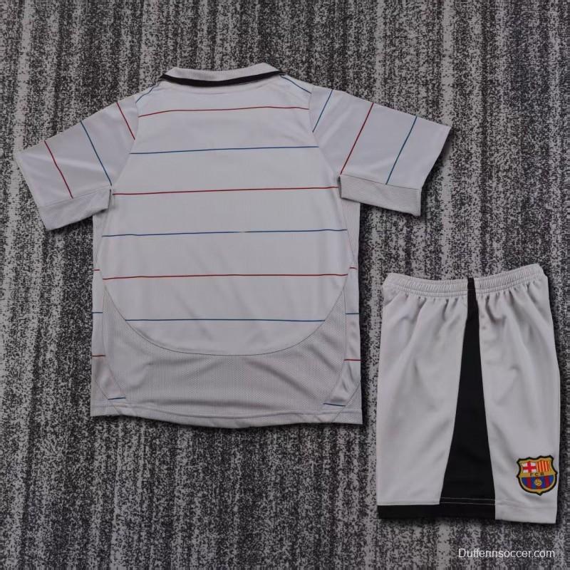 Retro Kids 03/04 FC Barcelona Away Grey Jersey