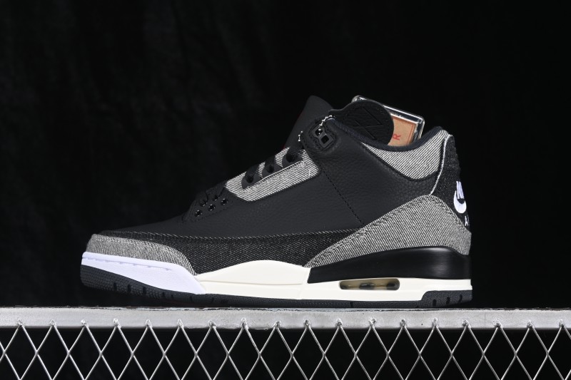 Levi's x Air Jordan 3 Retro 'Black Denim' Sneakers with Layered Washed Denim Upper - IR0914-400