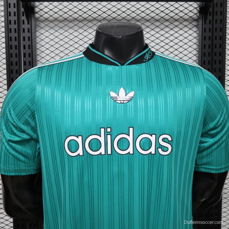 Player Version 2026  Adidas Originals Retro Style Teal Green Stripe Football Jersey