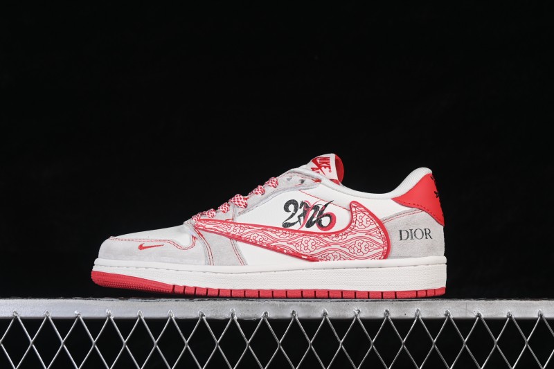 Nike Air Jordan 1 Low AJ1 Year of the Horse Limited Edition Red-White Contrast High-End Custom Low-Top Retro Basketball Shoes - JW1188-178