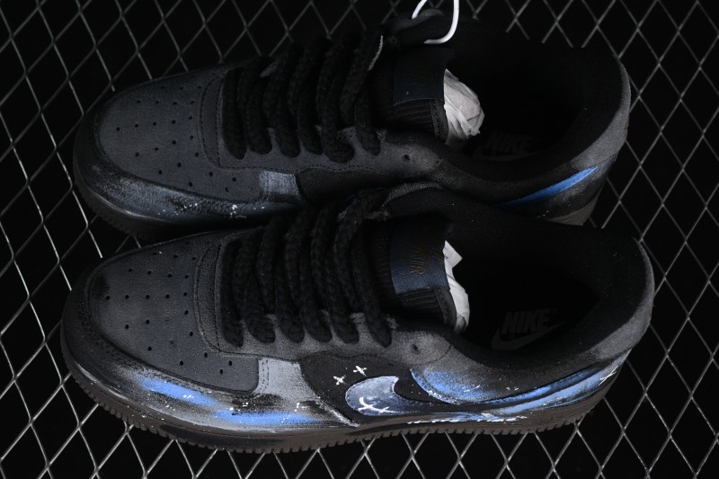 Nike Air Force 1 '07 Low Night Spark Hand-Painted Sneakers with Starry Gradient Design - DO6730-101