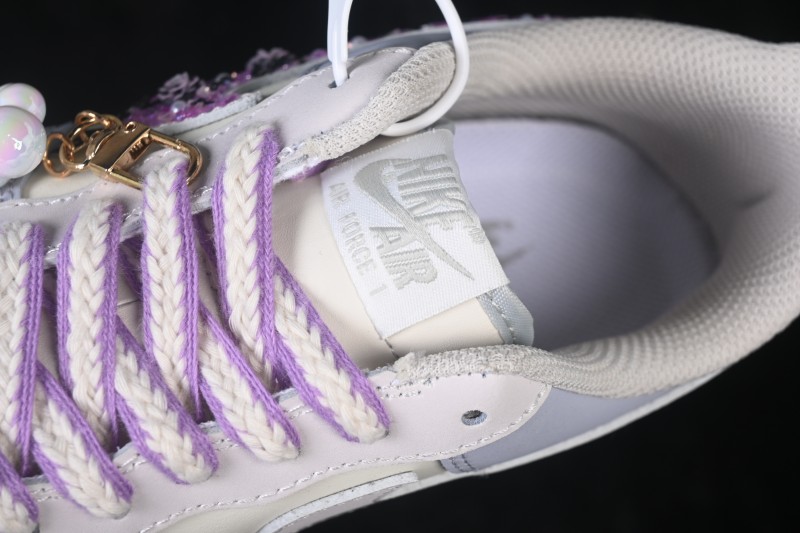 Nike Air Force 1 '07 Low Rose Glitter Hand-Painted Sneakers with Crystal Embellishments - DB3301-212