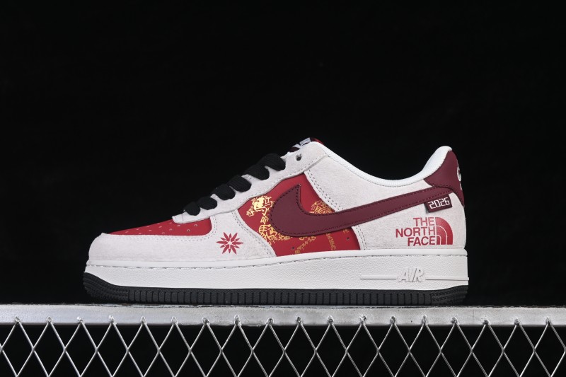Nike Air Force 1 '07 Low Red and White Contrast Color Blocking Casual Sneakers - JP2026-138