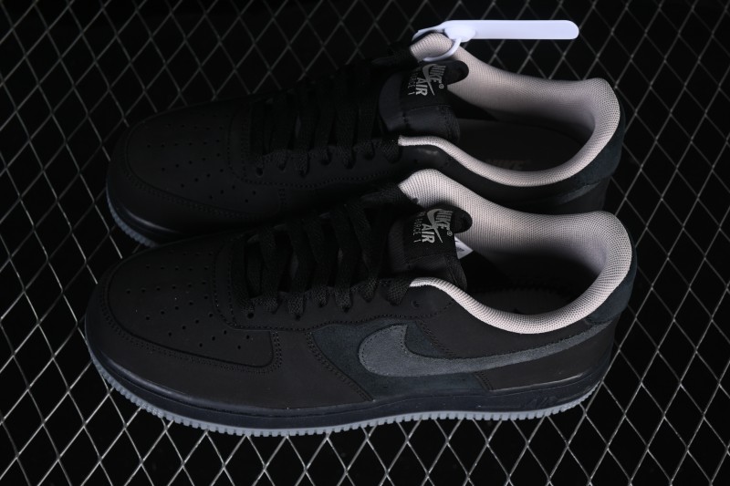 Nike Air Force 1 '07 Low Casual Sneakers with Matte All-Black Finish and Full-Length Air Cushion - IQ9791-001