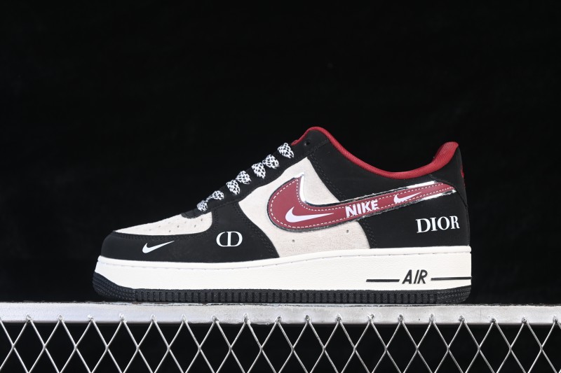 Nike Air Force 1 '07 Low Black and Red Two-Tone Casual Sneakers with Full-Length Air Cushion - SY1388-029