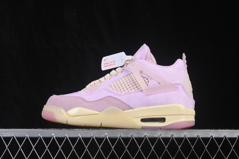 Nike Air Jordan 4 Retro 'Iced Carmine' Denim Basketball Shoes with Soft Pink Upper - IB6716-600