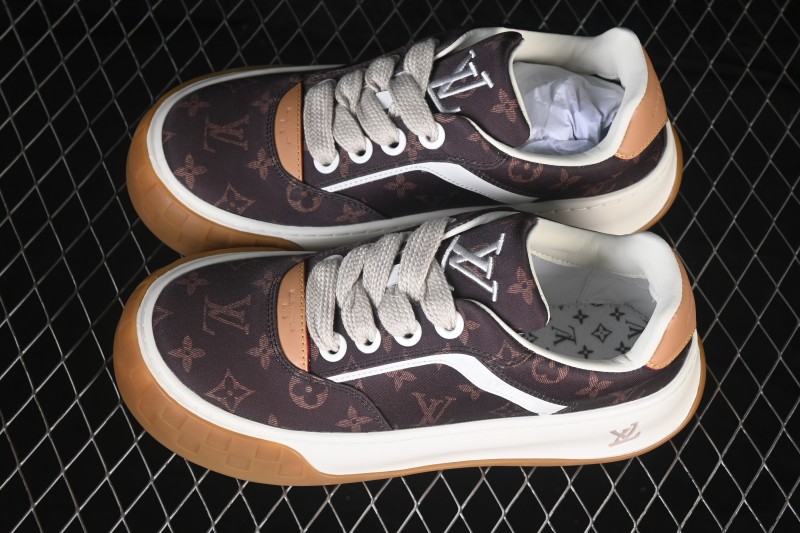 Louis Vuitton Tilted Sneakers Low 2026SS Lace-Up Low-Top Casual Shoes - Coffee