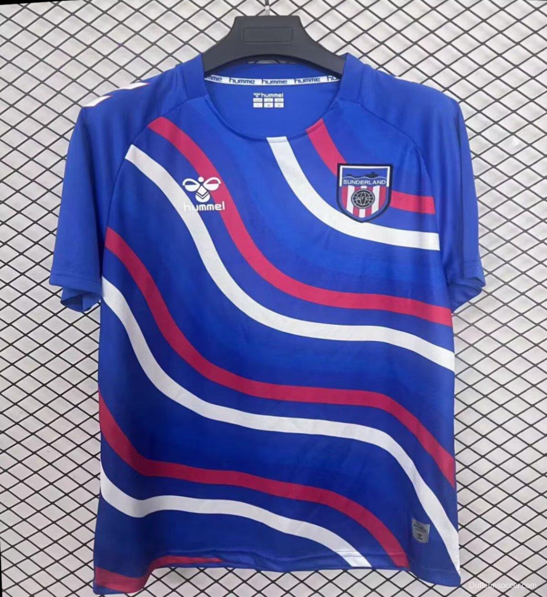 25/26 Sunderland Blue with Flowing Wave Stripes Pre-Match Jersey