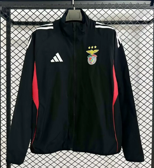 25/26 Benfica BLACK Full Zipper Windbreaker