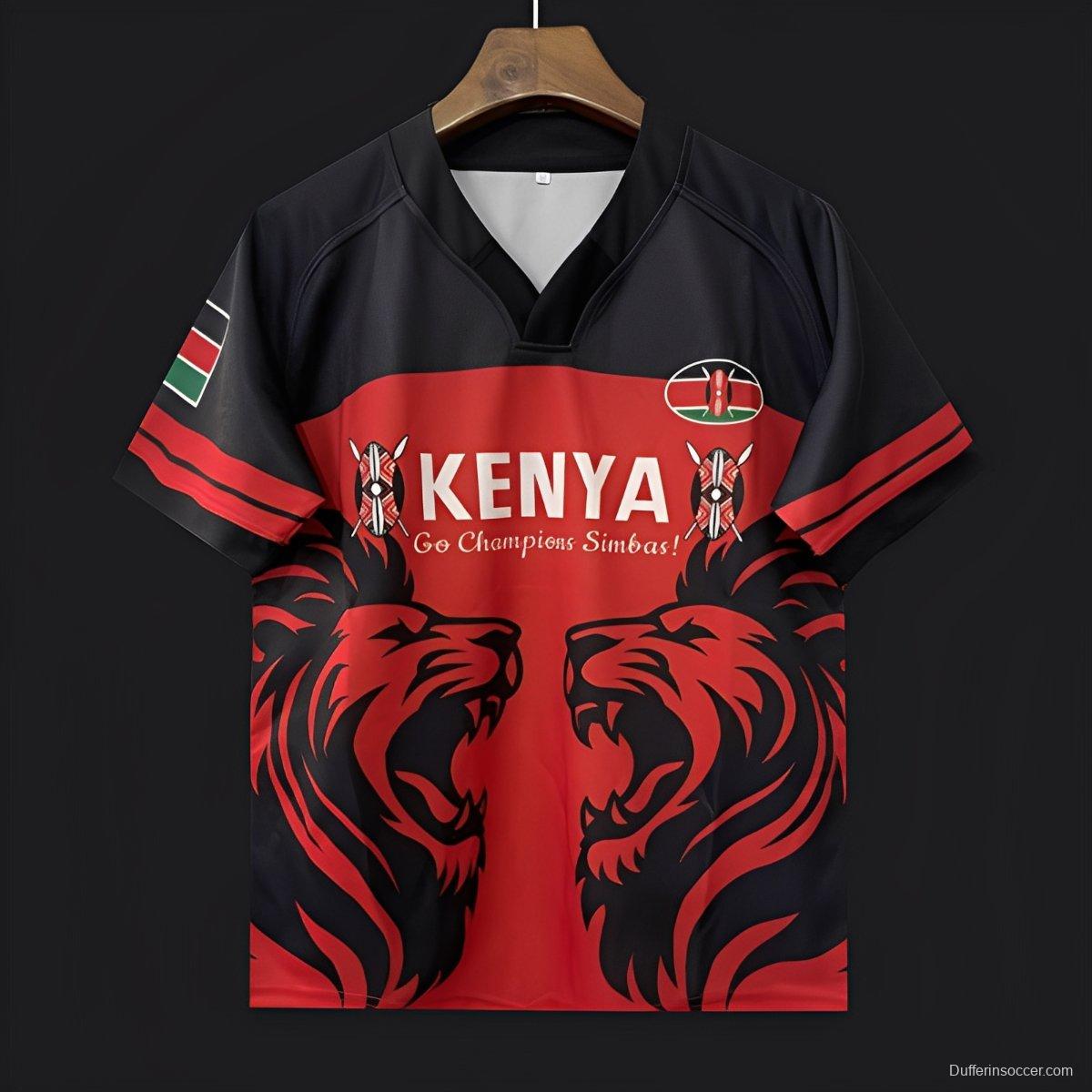 2026 Kenya Simbas Red with Double Lion Design Jersey