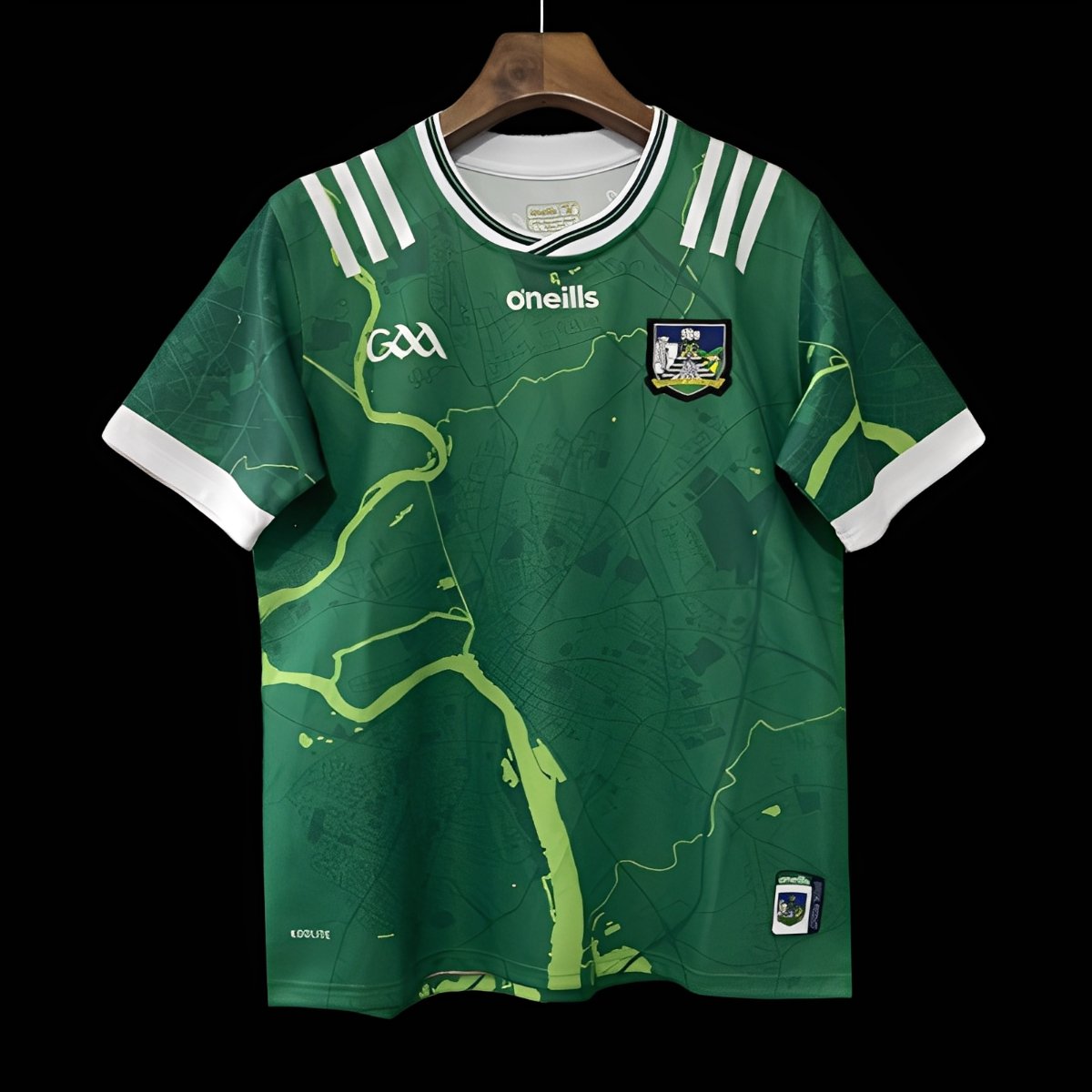 25/26 Limerick GAA Green with River Shannon Map Pattern Home Jersey