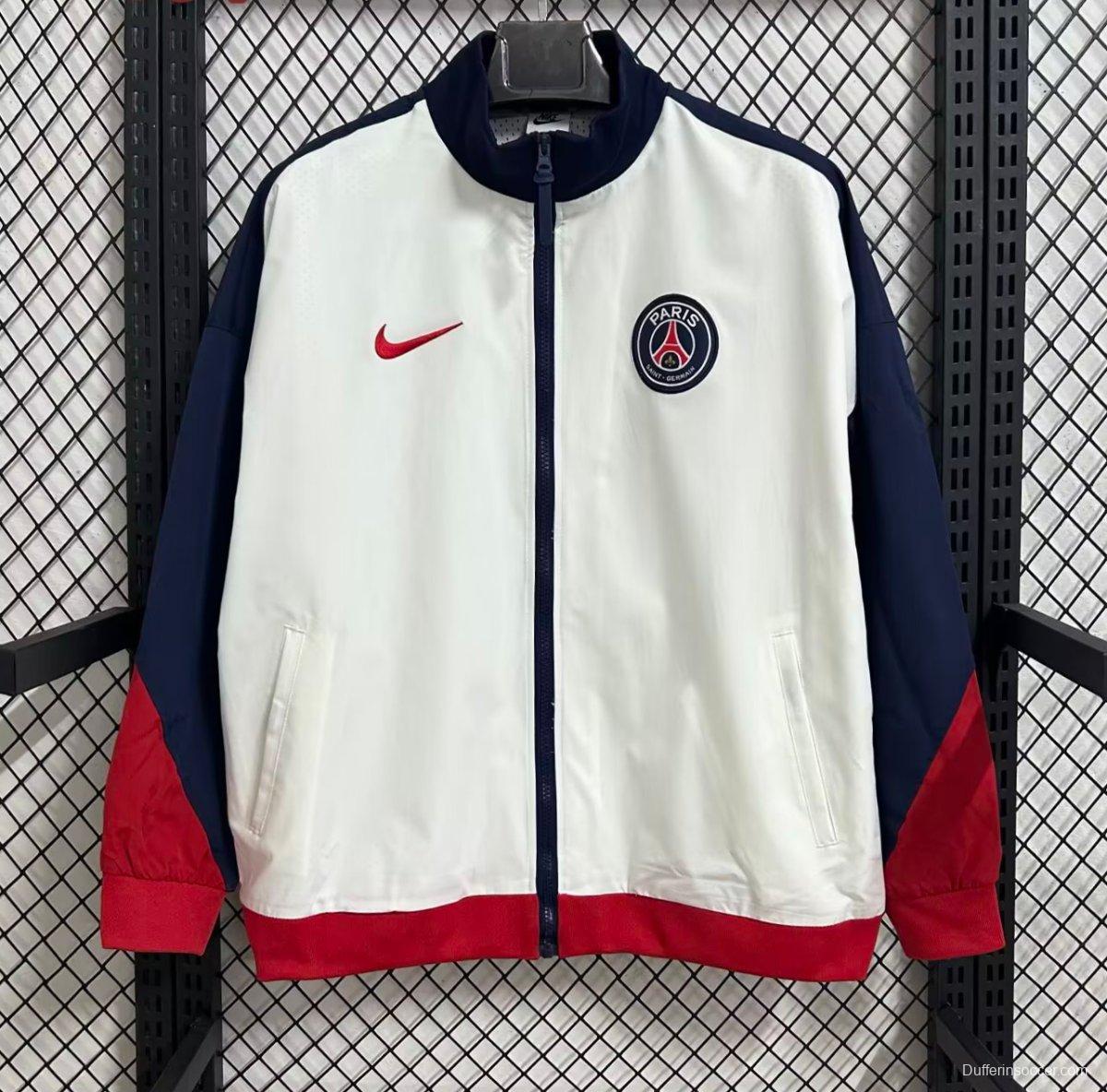 25/26 PSG White Full Zipper Windbreaker