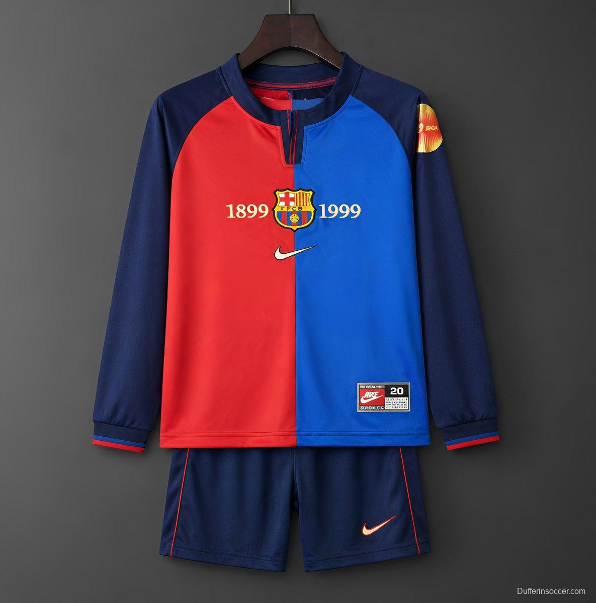 Retro 1899/1999 Kids Barcelona Centennial Long Sleeve Jersey