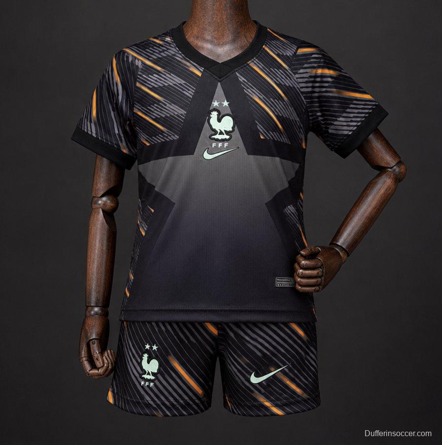 2026 Kids France Black with Orange  Away Jersey