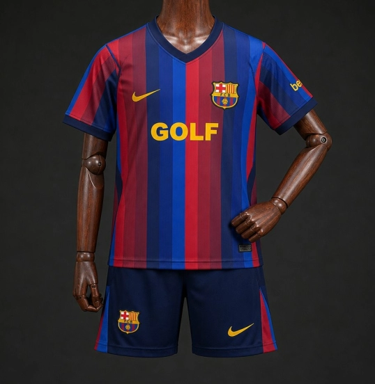 26/27 Kids Barcelona x Golf Wang El Clasico Red Blue Jersey Kit